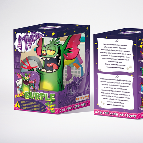 Game packaging with the title 'Packaging design for Monster toy.'