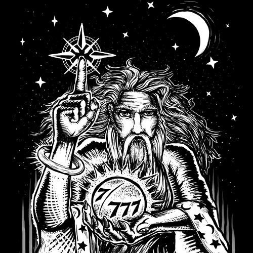 Moon artwork with the title 'Wizard Tee Design'