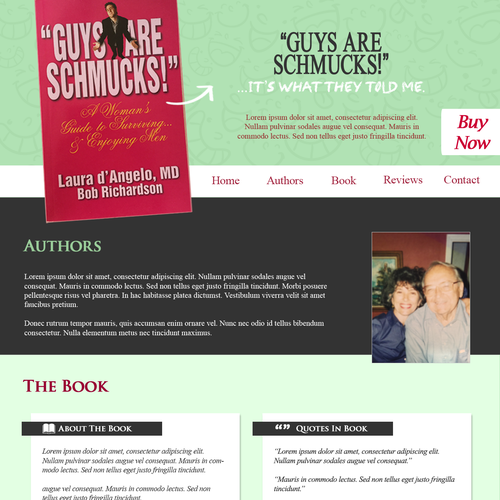 Book website with the title ''Guys Are Schmucks' Book Website design'
