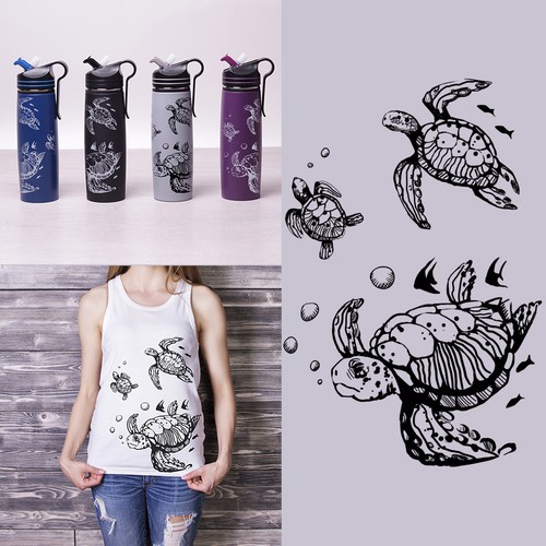 Ocean t-shirt with the title 'T-shirt with turtles'