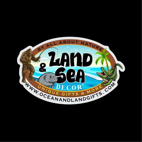 Crocodile logo with the title 'Land and Sea Decor'