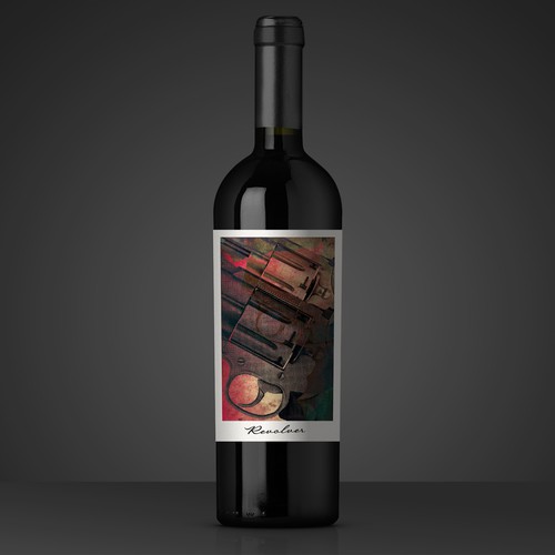Wine bottle design with the title 'Revolver - Wine Label'