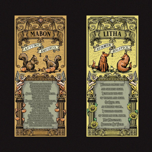 Candle label with the title 'Mabon and Litha labels'