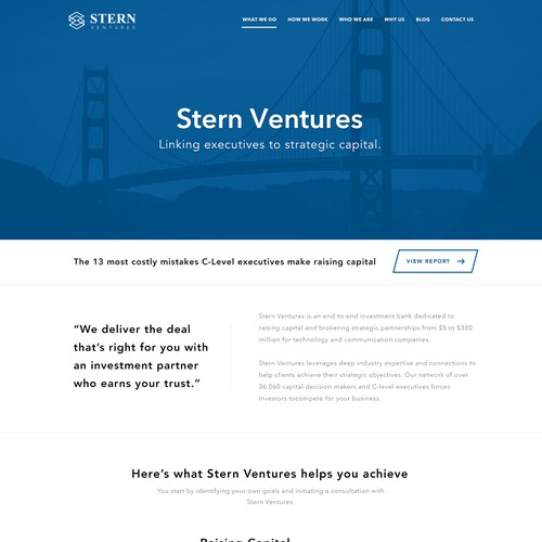 Custom website with the title 'Website Design for Venture Capital Firm'