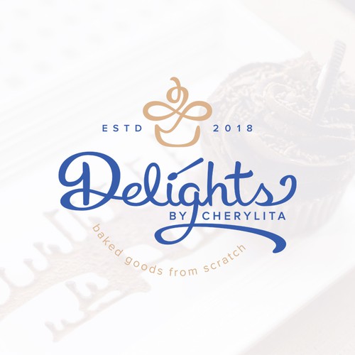 Cupcake logo with the title 'Delights'