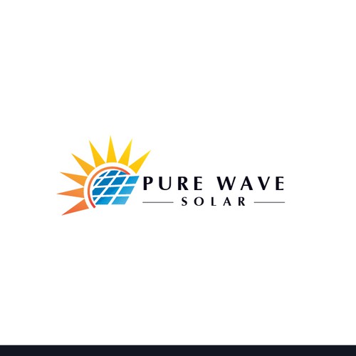 Solar energy logo with the title 'PURE WAVE SOLAR'