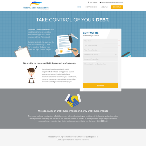 Grid design with the title 'Freedom Debt Agreements'