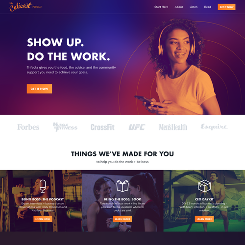 Orange website with the title 'Website Design Concept for Calicast'