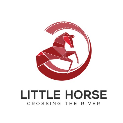 Red brand with the title 'film production company logo'