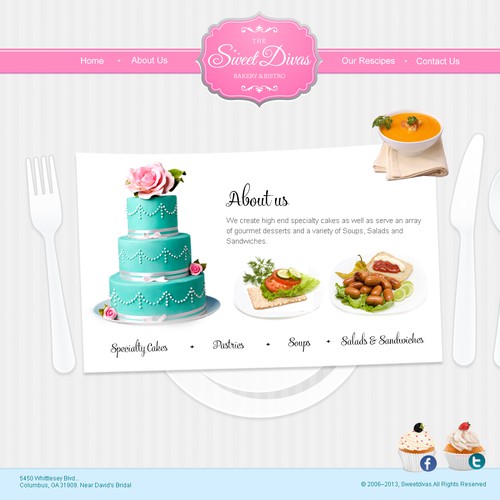 Plate design with the title 'Web Design For Sweet Divas'