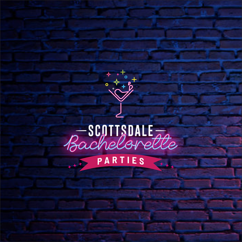 Cocktail logo with the title 'Design fun fresh logo for bachelorette party planning in Scottsdale Arizona'