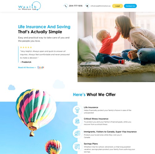 Insurance website with the title 'Insurance Company website design'