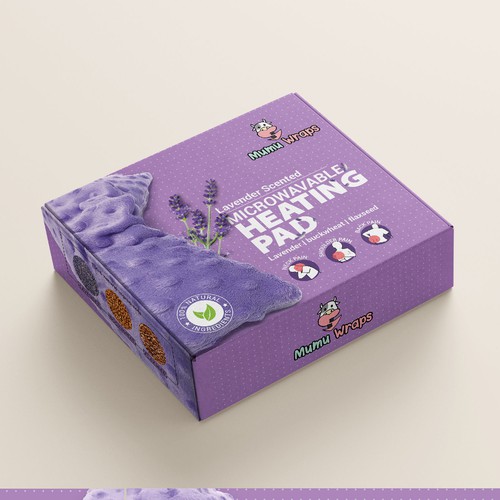 Creative packaging with the title 'Microwavable Heating pad packaging design'