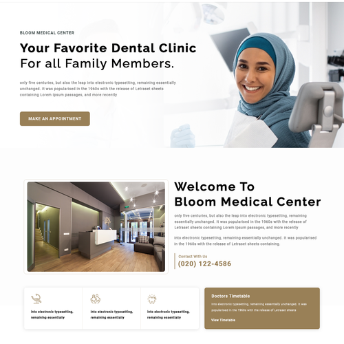 Dental website with the title 'Website Design for Bloom Medical Center'