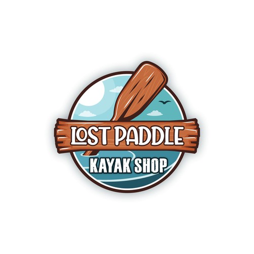Canoe logo with the title 'Playful logo for a kayak Shop'