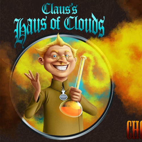 Smoke artwork with the title 'Claus the Lovable mad scientist'