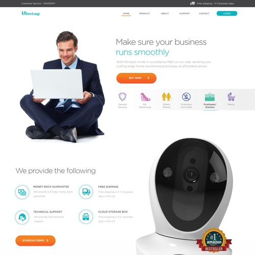 Security website with the title 'Clean & Modern Website Design for Security Camera Store'