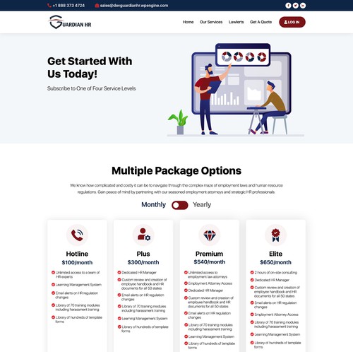 HR design with the title 'Guardian HR - Pricing Page Design'