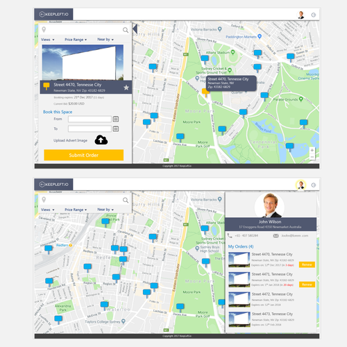 Advertising website with the title 'Website concept for KeepLeft'