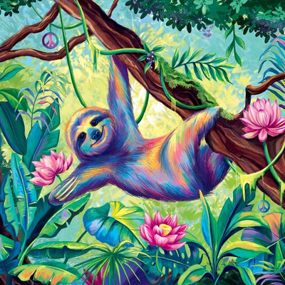 A colorful sloth illustration
