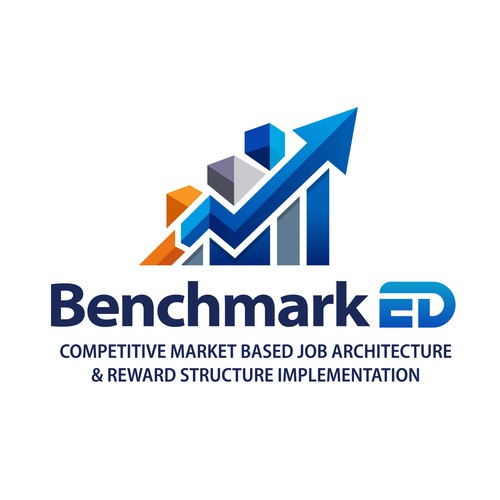 Management consulting logo with the title 'Benchmark ED — Corporate Analytics & Growth Arrow Logo'