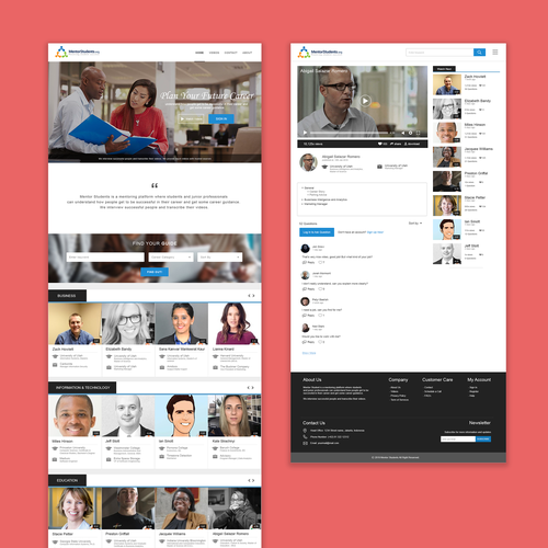 Streaming design with the title 'Mentor Students Web Design'