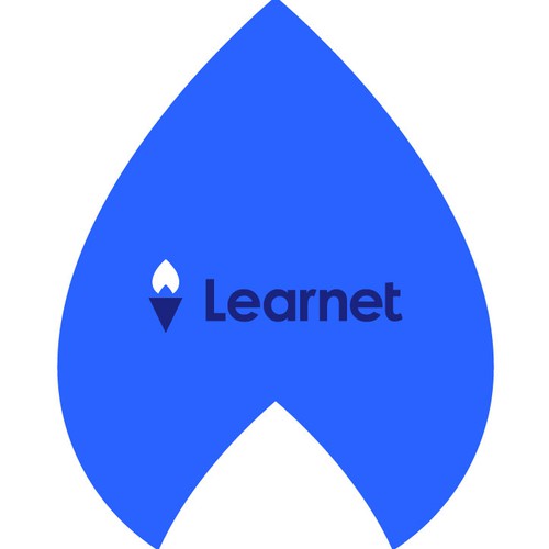 Torch logo with the title 'Learnet: Torch Logo Design Symbol + Blue Flame'