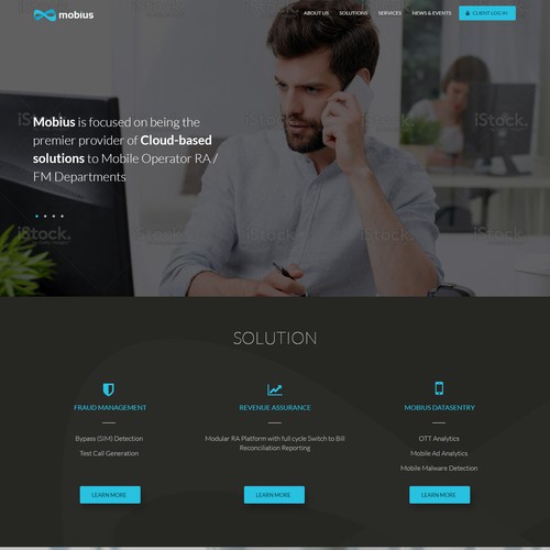 Corporate website with the title 'Mobius New Website'