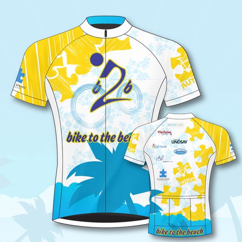 Autism design with the title 'Bike to the beach Jersey design'