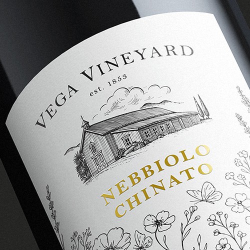 Winery label with the title 'NEBBIOLO CHINATO LABEL'