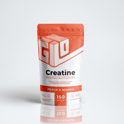 Gummy packaging with the title 'Bag Design for Creatine Monohydrate Gummy brand'