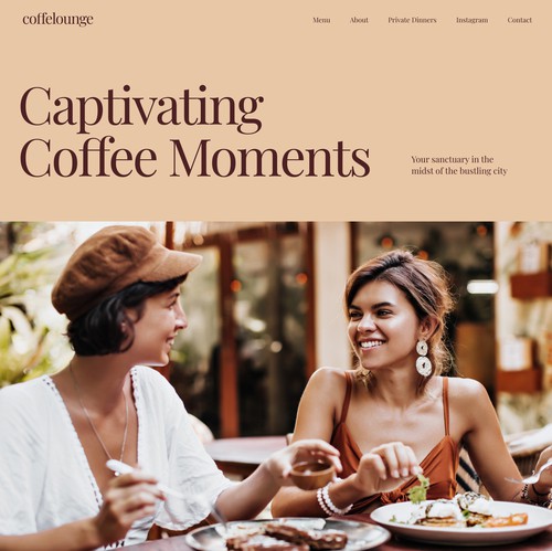 Weebly design with the title 'Clean and sophisticated website for Coffeelounge'