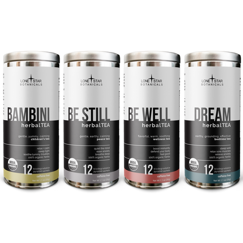 Clean label with the title 'Minimal label for a range of teas'