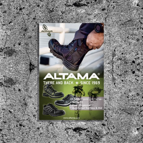 Shoe design with the title 'poster for military brand'