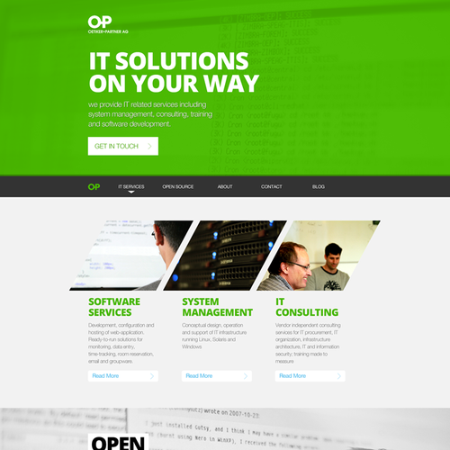 IT website with the title 'Webdesign for Swiss IT Service and Open Source Company '
