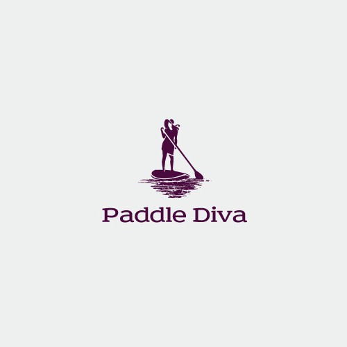 Paddle logo with the title 'Paddle Diva, cool logo for stand-up paddle boarding business'