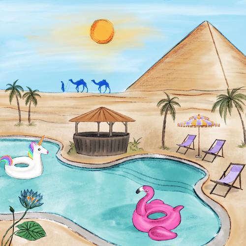 Travel illustration with the title 'Egyptian Holiday'