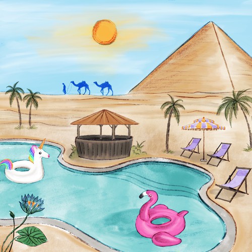 Holiday artwork with the title 'Egyptian Holiday'