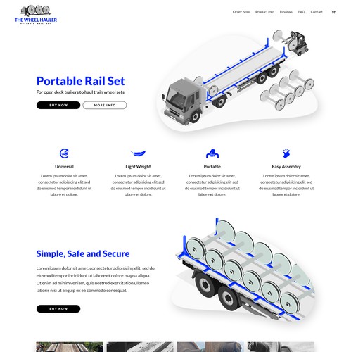 Product design website with the title 'The Wheel Hauler Logo & Wix website'