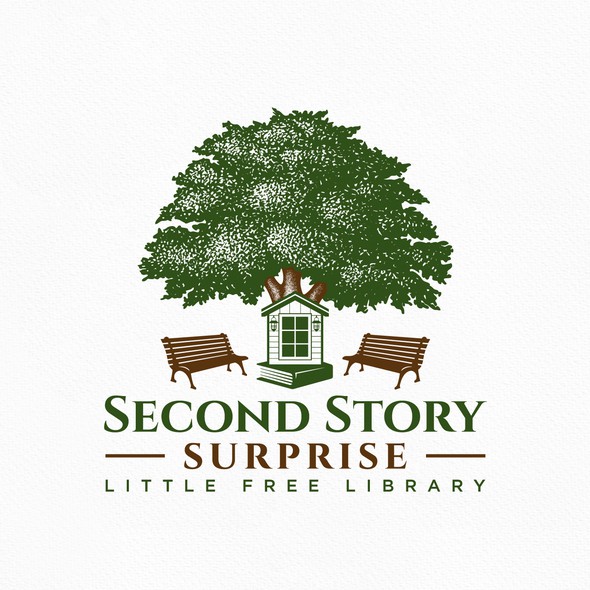 Book logo with the title 'Oak Tree House Library Logo'