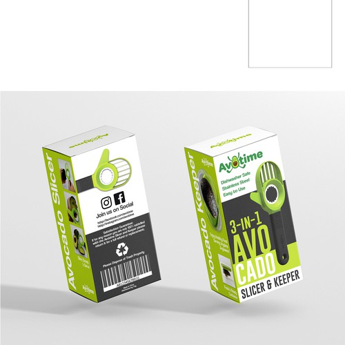Mockup packaging with the title 'Packaging Design for Avocado Slicer'
