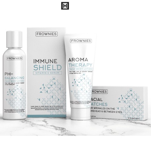 Polygon design with the title 'modern cosmetic packaging design'