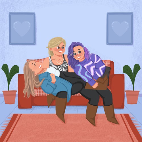 Family artwork with the title 'Lovely family portrait'