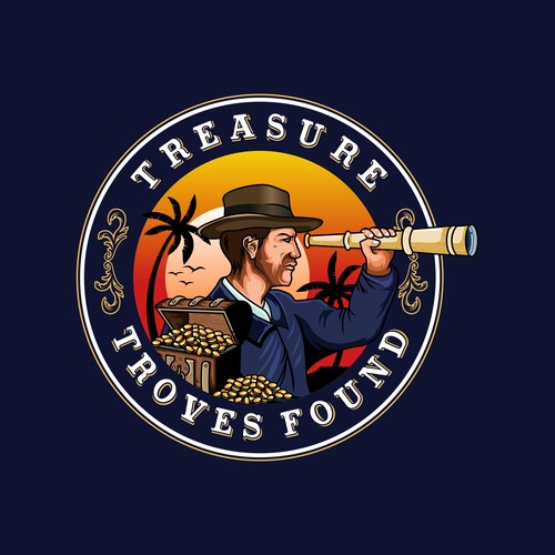 Literal logo with the title 'Adventure style spyglass logo for Treasure Troves Found website'