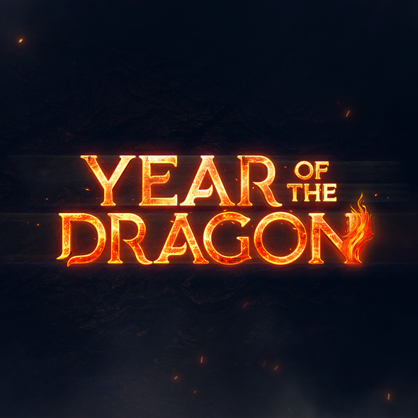 Flaming logo with the title 'Year of the Dragon Logo'