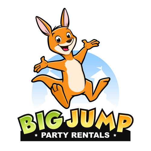 Kangaroo logo with the title 'Playful logo for party rentals'