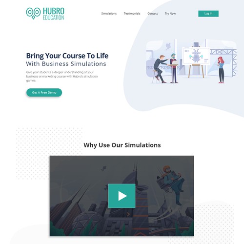 Game website with the title 'Website for business simulation games'