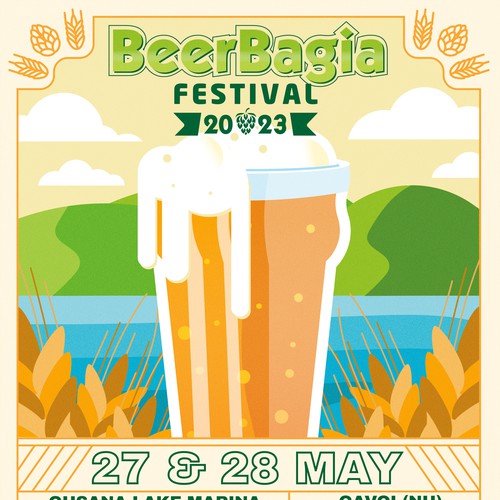 Beer illustration with the title 'Poster BeerBagia Festival'