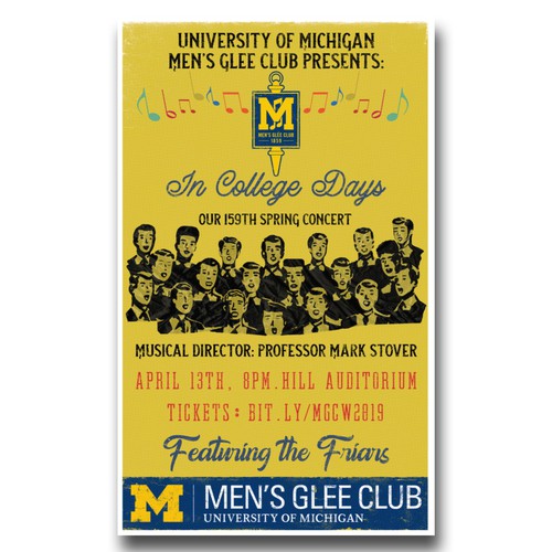 Concert design with the title 'University of Michigan Men Glee Club Spring Concert Poster'
