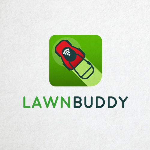 Lawn mower logo with the title 'Lawn Buddy'